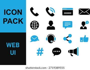 Colección de iconos de interfaz de usuario de Web para comunicación y redes sociales