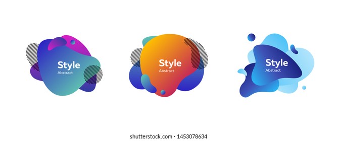 Collection for website design. Abstract graphic elements. Dynamical colored forms. Gradient banners with flowing liquid shapes. Template for design of logo, flyer or presentation. Vector illustration