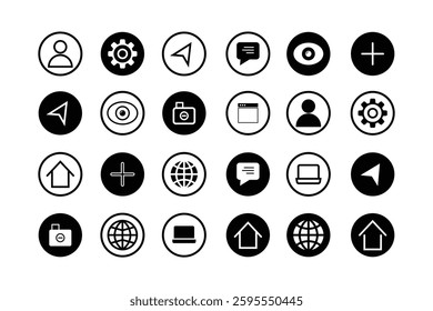 Collection of Website icons. High quality vector icons for website. Home, web, profile, settings, computer, star, message, SMS, GPS location etc. icons in white background.