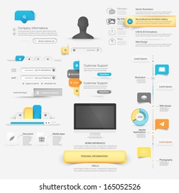 Collection of website template navigation UI Infographics  elements with icons