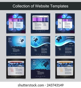 Collection of Website Templates for Your Business - Nine Nice and Simple Design Templates with Different Patterns and Header Designs