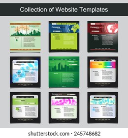 Collection of Website Templates for Your Business - Nine Nice and Simple Design Templates with Different Patterns and Header Designs - Green, Eco, Business