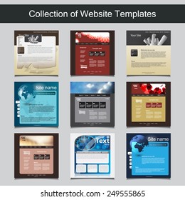 Collection of Website Templates for Your Business - Nine Nice and Simple Design Templates with Different Patterns and Header Designs - Business and Corporate Identity