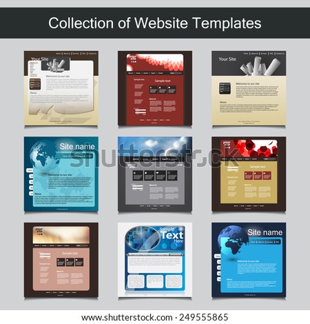 Collection of Website Templates for Your Business - Nine Nice and Simple Design Templates with Different Patterns and Header Designs - Business and Corporate Identity