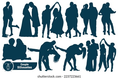 Collection of Wedding dance silhouettes in different poses