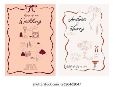 Collection of Wedding invitation card. Save the date. Minimalist design. Editable vector illustration.
