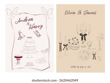 Collection of Wedding invitation card. Save the date. Minimalist design. Editable vector illustration.
