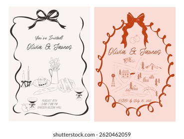 Collection of Wedding invitation card. Save the date. Minimalist design. Editable vector illustration.
