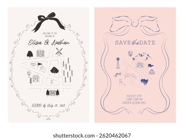 Collection of Wedding invitation card. Save the date. Minimalist design. Editable vector illustration.
