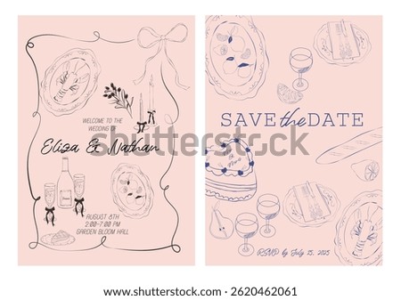 Collection of Wedding invitation card. Save the date. Minimalist design. Editable vector illustration.
