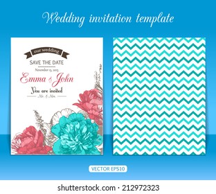 Collection of wedding invitation templates. Vintage floral design.
