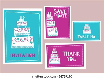 Sammlung von Einladungen und Karten für Hochzeiten