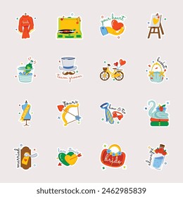 Collection of Wedding Preparations Flat Stickers 

