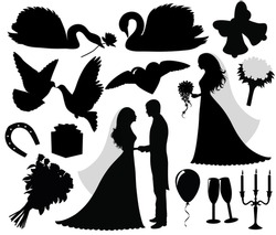Collection Of A Wedding Silhouettes.