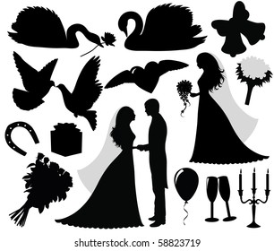 Collection of a wedding silhouettes.