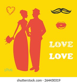 Collection of wedding silhouettes attributes and accessories