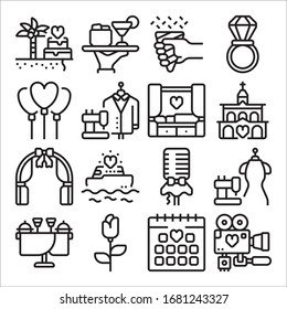 Collection of wedding thin line icons