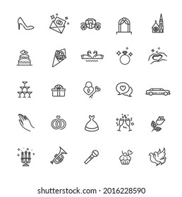 Collection of wedding thin line icons