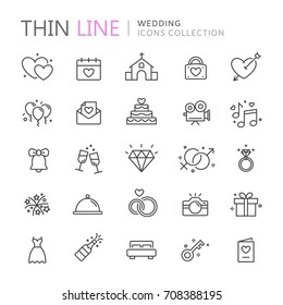 Collection Of Wedding Thin Line Icons