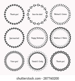 Collection of wedding wreaths. Vector illustration.