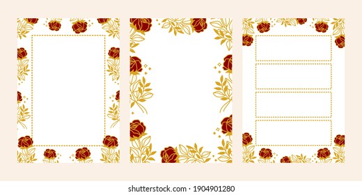 Collection of weekly daily planner, to do list, printable floral notepad, journal element, note paper template. School scheduler and organizer decorated with flower flat vector illustrations
