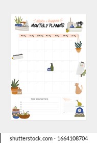 Collection of weekly or daily planner, note paper, to do list, stickers templates decorated with interior kitchen illustrations and inspirational quote. School scheduler and organizer. Flat vector