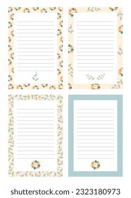 Collection of weekly or daily planner, note paper, to do list, sticker templates decorated with floral illustrations. School planner and organizer. flat vector