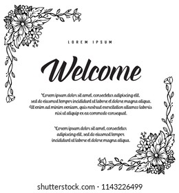 Collection of welcome card floral design vector illustration