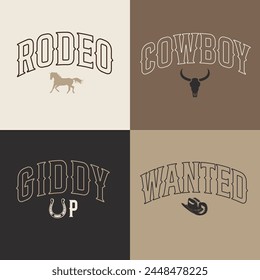 Collection of Western Cowboy Elements Graphic Vector