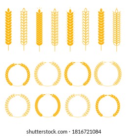 Collection of wheat icons and logo on white background. Icon design agriculture wheat for natural product of the company and the farm company. Vector illustration