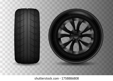 Colección de ruedas para el coche. Conjunto vectorial de alta calidad de ruedas de aleación de turismos