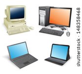 The collection which shows evolution of computers isolated on a white background