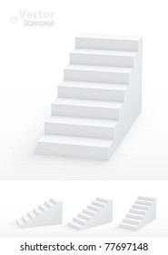 Collection of white 3d staircases. Vector illustration.