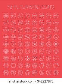 Collection of white abstract vector futuristic icons. Use it as indicator elements in your design.