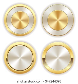 Collection of white badges with gold border