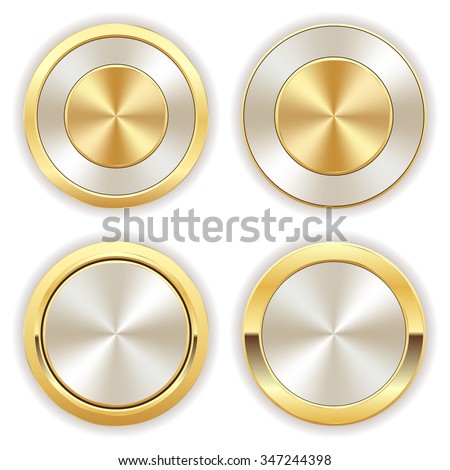 Collection of white badges with gold border