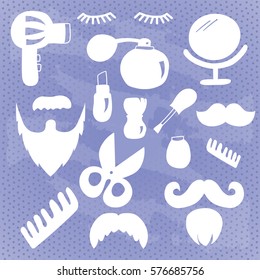 Collection of white beauty and care icons