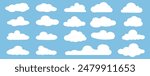 Collection of white cloud illustrations. Vector set of cartoon clouds in flat design.Cloud.