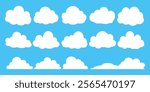 Collection of white cloud illustrations. Vector set of cartoon clouds in flat design.Cloud.