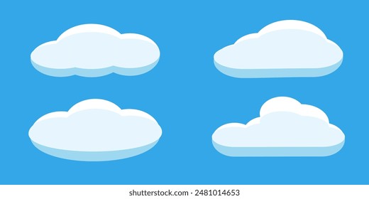 Collection of white cloud illustrations. Vector set of cartoon clouds in flat design.Cloud.