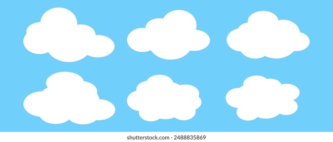 Collection of white cloud illustrations. Vector set of cartoon clouds in flat design.Cloud icon set. 
