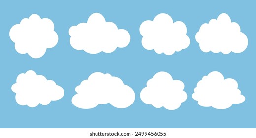 Collection of white cloud illustrations. Vector set of cartoon clouds in flat design.Cloud.