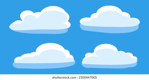 Collection of white cloud illustrations. Vector set of cartoon clouds in flat design.Cloud.