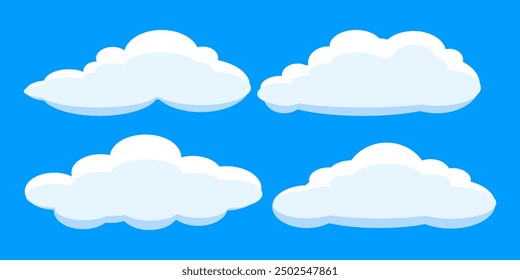 Collection of white cloud illustrations. Vector set of cartoon clouds in flat design.Cloud.