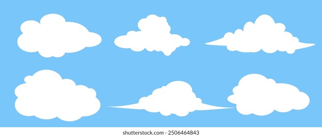 Collection of white cloud illustrations. Vector set of cartoon clouds in flat design.Cloud.Sky.