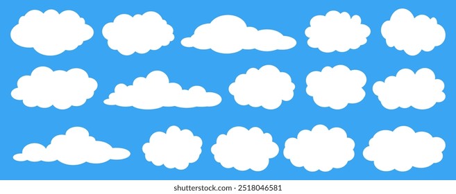Collection of white cloud illustrations. Vector set of cartoon clouds in flat design.Cloud.