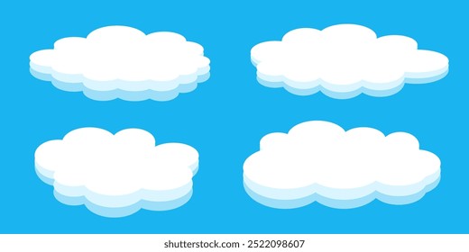 Collection of white cloud illustrations. Vector set of cartoon clouds in flat design.Cloud.