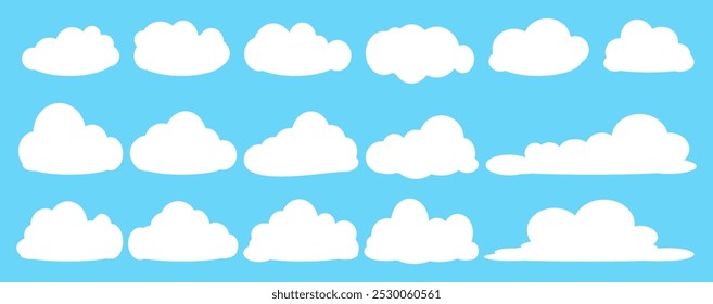 Collection of white cloud illustrations. Vector set of cartoon clouds in flat design.Cloud.