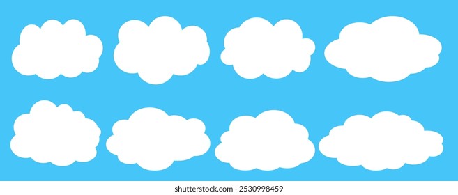 Collection of white cloud illustrations. Vector set of cartoon clouds in flat design.Cloud.