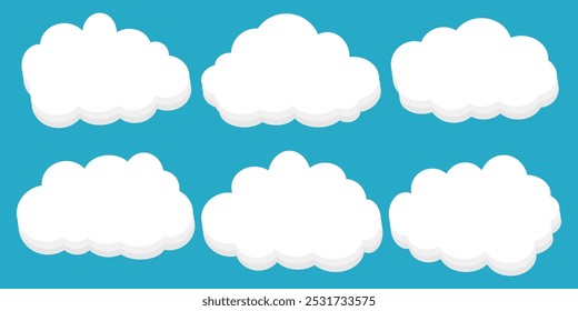 Collection of white cloud illustrations. Vector set of cartoon clouds in flat design.Cloud.summer clouds.